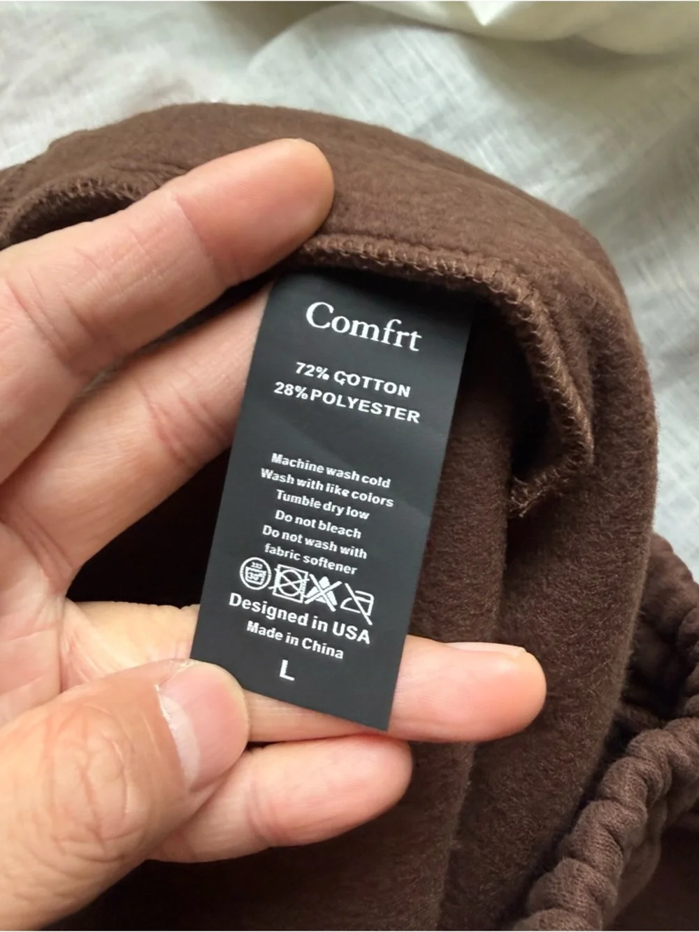 COMFRT brown cotton fleece soft lounge pull on jogger sweat pants - Picture 6 of 6